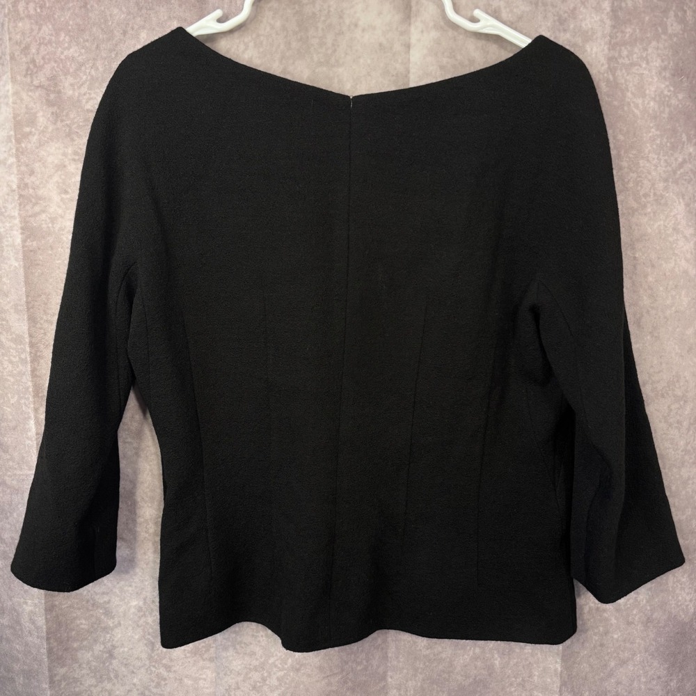 NWT DONCASTER Italian Women's Size 12 Black Wool Zip 3/4 Sleeve Top MSRP $295 - Picture 7 of 7